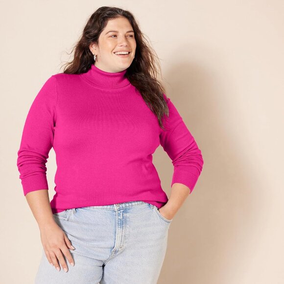 Women's Lightweight Cotton Blend Turtleneck Sweater Plus Size Casual Fashion - Picture 6 of 8